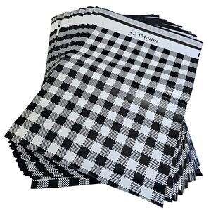 Poly Mailers Black & White Gingham Plaid Self Adhesive, 24 Count "14½ x 19"